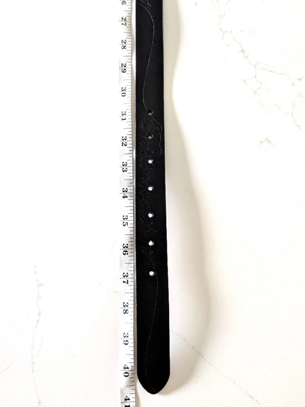 thisisneverthat Dot Leather Belt Black Cowhide Stitched Script Logo OS Korea NWT